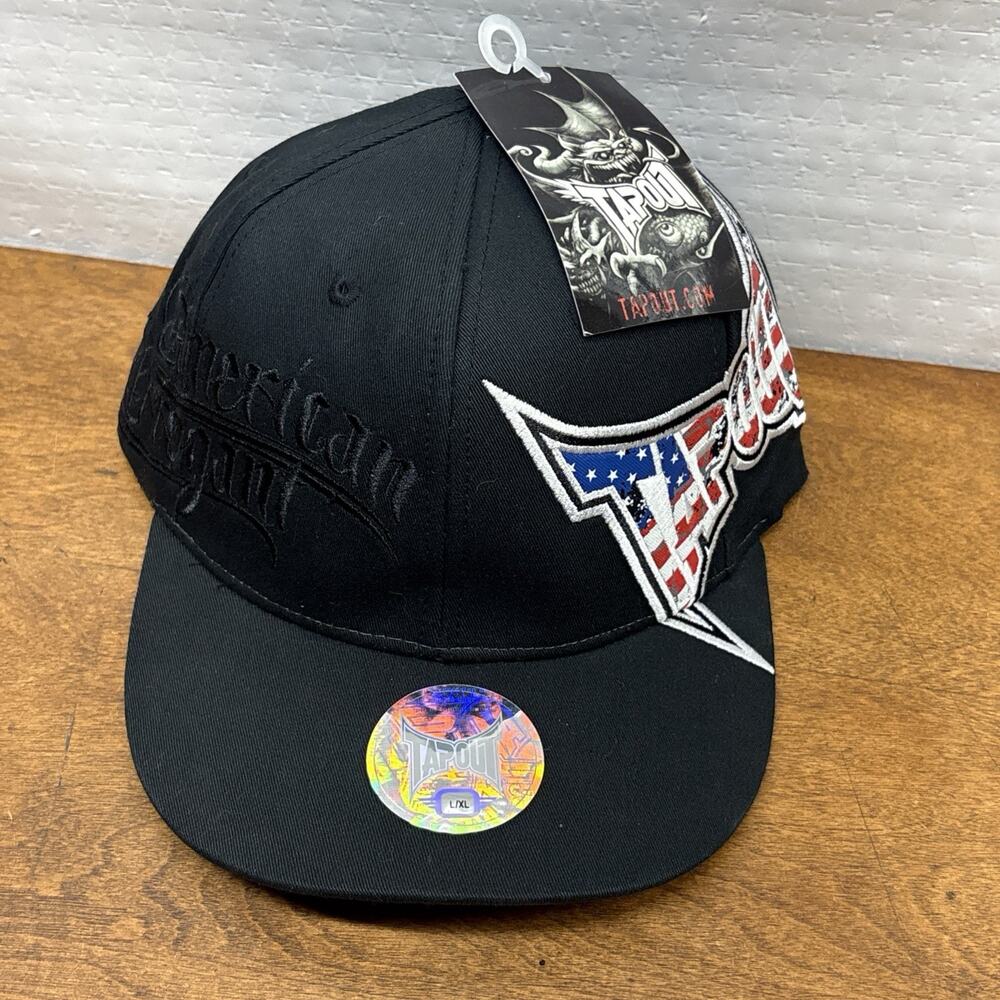 TAPOUT American Arrogant Cap Black Men's L/XL Fitted TEK FLEX NWT UFC
